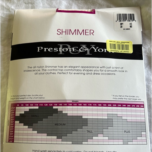 Preston & York Dillards SHIMMER Medium Control Top Pantyhose #67144 Champagne - Picture 3 of 7